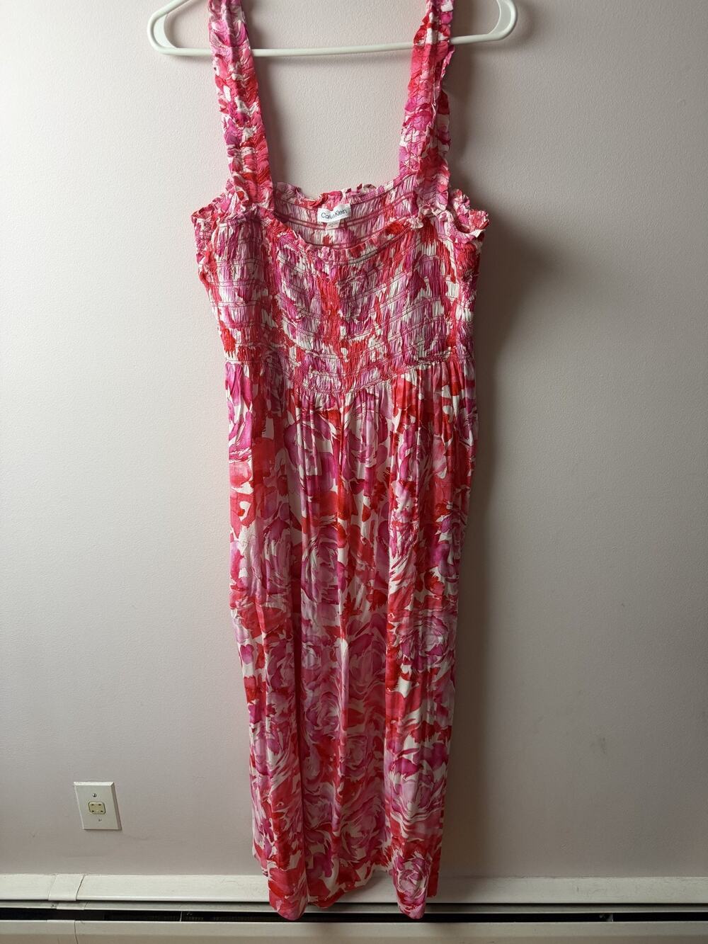Calvin Klein Pink Floral Maxi Dress sz 14 Excellent condition